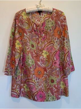 Talbots Silk Paisley Boho Tunic XL